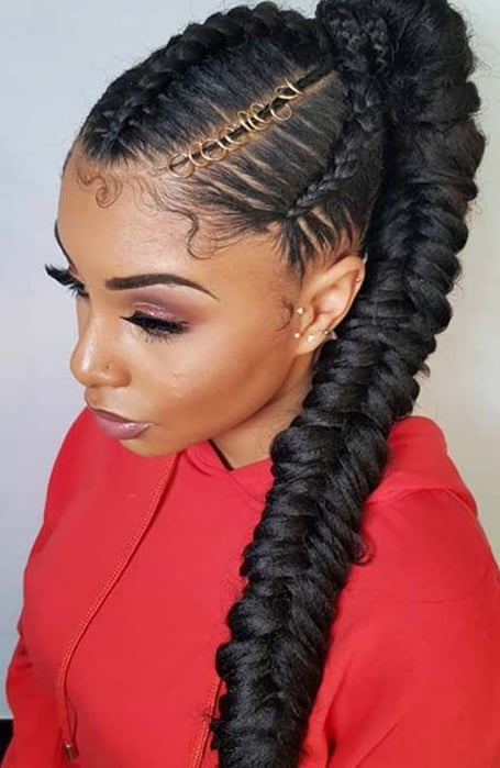 Braided Ponytail Hairstyle For Black Hair