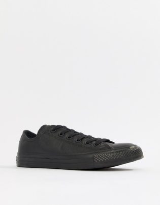 Converse Chuck Taylor Ox Sneakers In Triple Black Leather