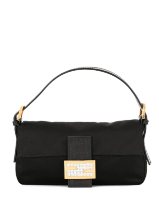 Fendi Pre Ownedrhinestone Logos Mamma Baguette Hand Bag