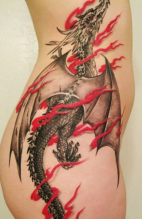 Flaming Dragon Tattoo