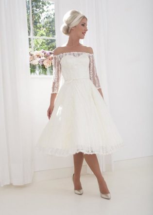 plain tea length wedding dress