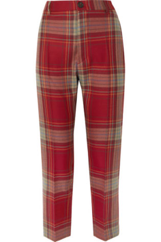James Bond Cropped Tartan Wool Slim Leg Pants