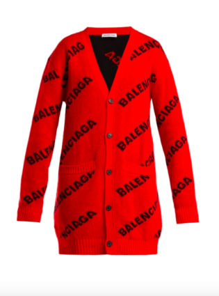 Logo Jacquard Virgin Wool Blend Cardigan