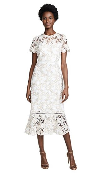 white calf length dress