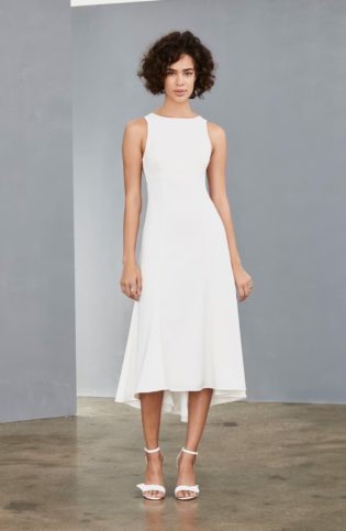white calf length dress