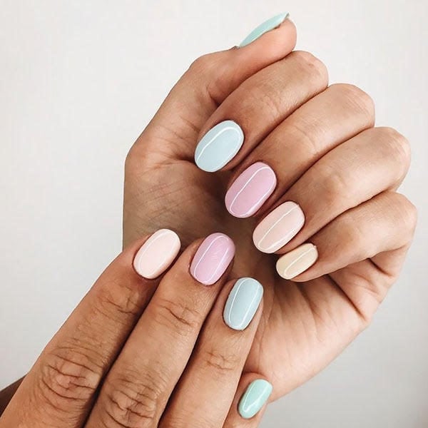 Multicolour Pastel Nails