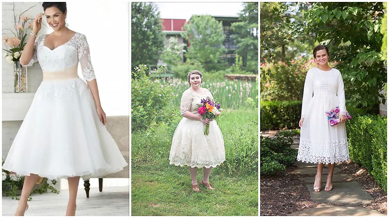 tea length wedding dress with sleeves