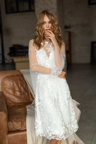 Short Wedding Dress, White Floral Lace Gown, 50s Wedding Dress, Cocktail, Reception Or Party Dress