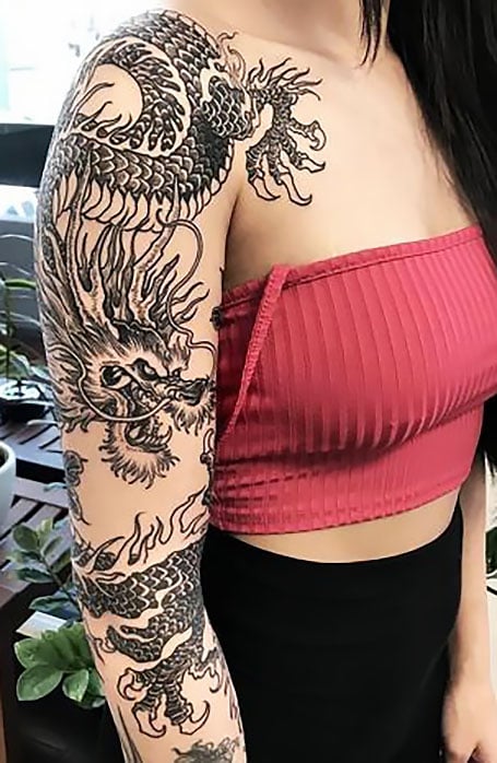 skin art tattoo Chinese dragon red cloud large 8.25" | eBay