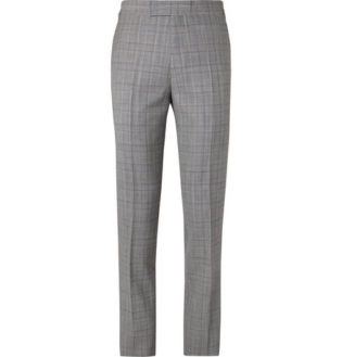 Slim Fit Houndstooth Wool Blend Suit Trousers