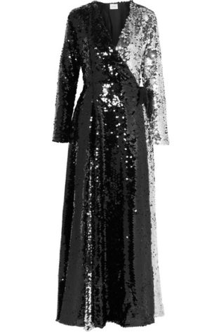 Two Tone Sequined Tulle Wrap Dress