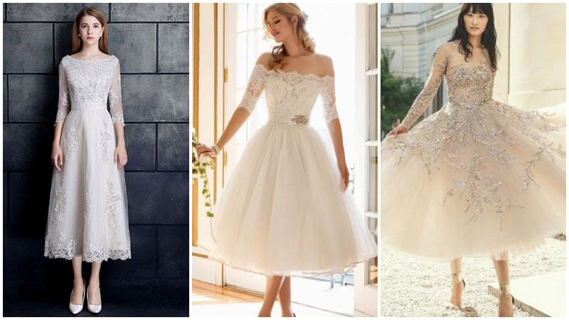 white calf length dress