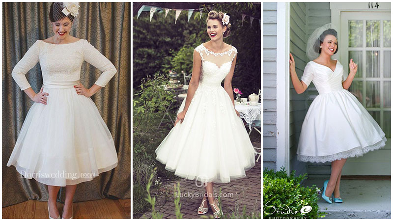 classic tea length wedding dresses