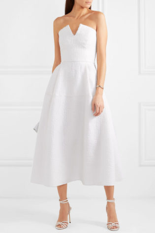 Aldrich Strapless Frayed Cloqué Midi Dress