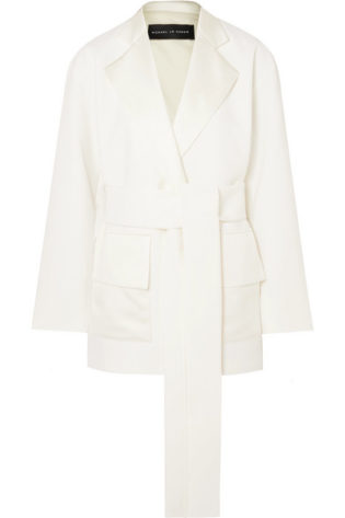 Boy Belted Silk Satin Trimmed Crepe Blazer
