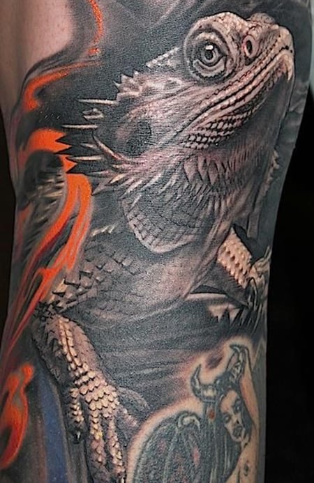 Tatuaggio del drago barbuto
