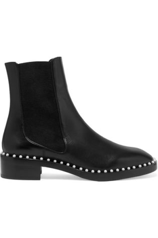 Cline Faux Pearl Embellished Leather Chelsea Boots
