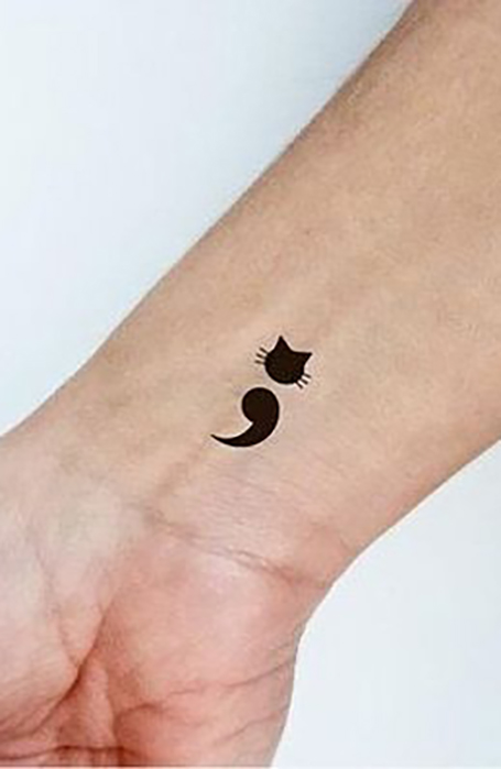 Cat Semicolon Tattoo