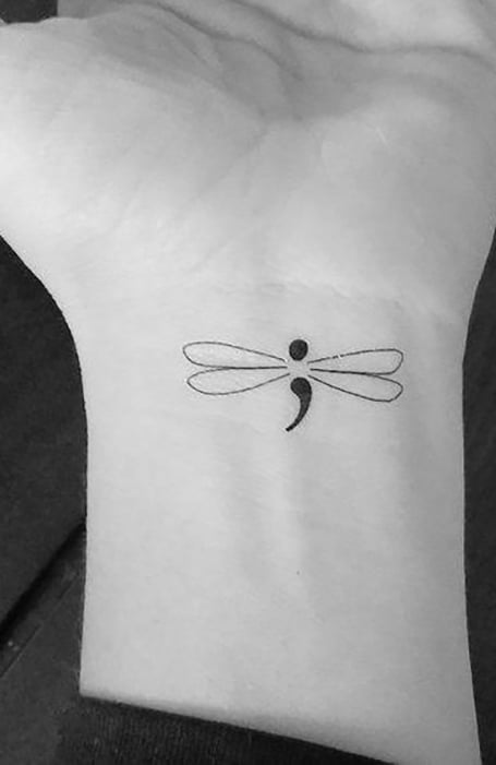 Dragonfly Semicolon Tattoo