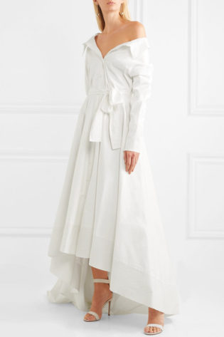 Lou Off The Shoulder Cotton Blend Poplin Gown