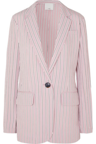 Oversized Striped Twill Blazer