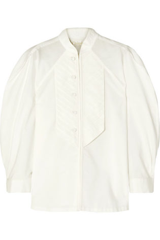 Pleated Cotton Poplin Blouse