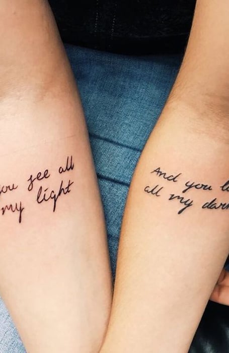 Matching you are my person lettering tattoo for