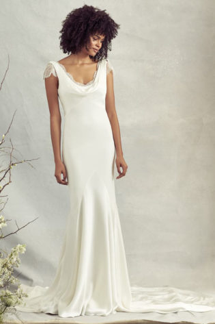 Rae Cowl Neck Crepe Trumpet Wedding Dress
