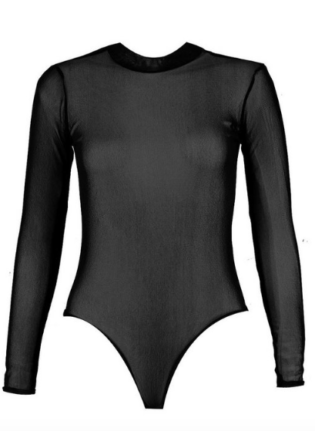 Rose Turtle Neck All Over Mesh Bodysuit