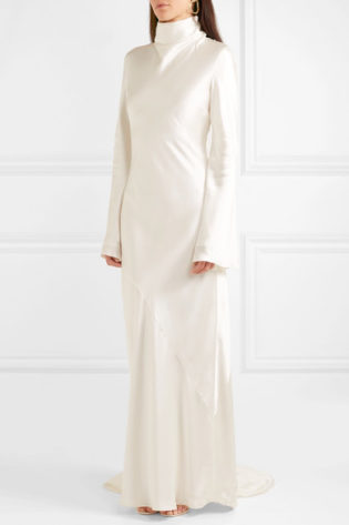 Silk Satin Turtleneck Gown