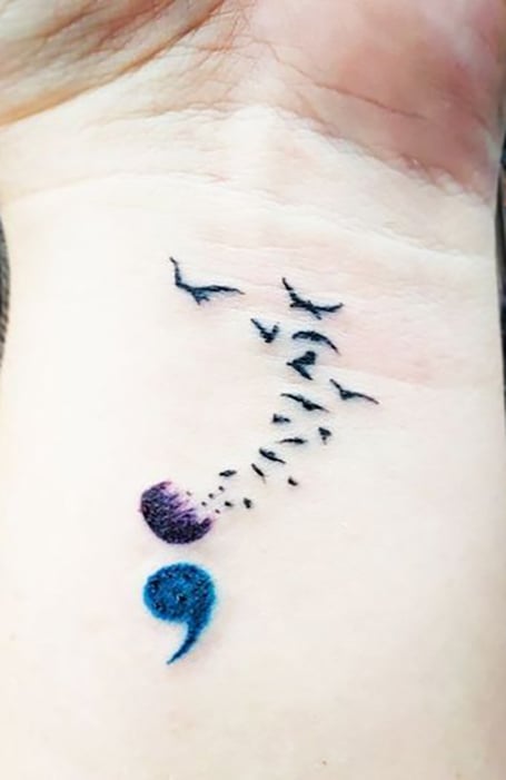 Semicolon Birds Tattoo
