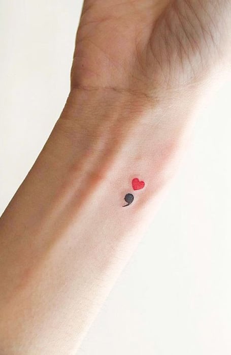 Semicolon Heart Tattoo