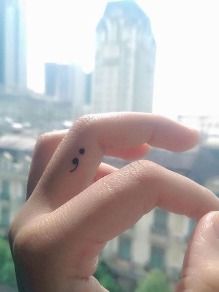 Semicolon Tattoo Finger