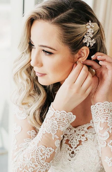 Bridal Hairstyle With Crystal Hair Clips