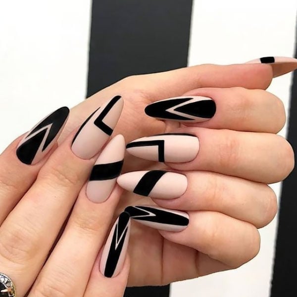 Geometric Almond Nails