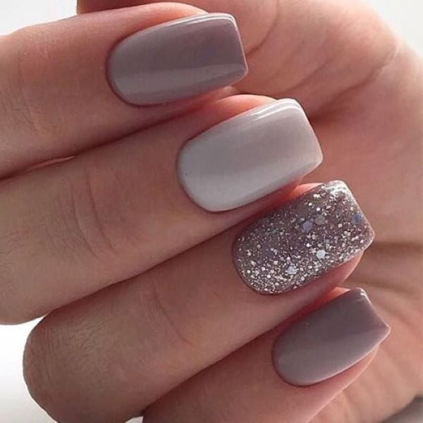 Glitter Feature Nail Square Nails