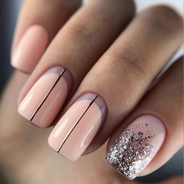 Glitter Ombre Square Nails