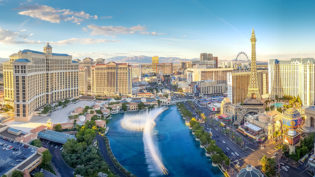 View Of The Bellagio Fountains And The Strip In Las Vegas