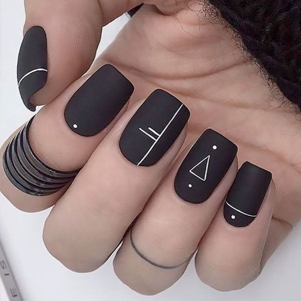 Line Art Square Nails