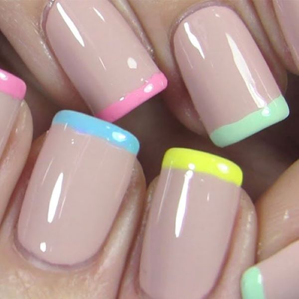 Pastel Tips Square Nails