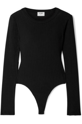 Ribbed Cotton Jersey Thong Bodysuit