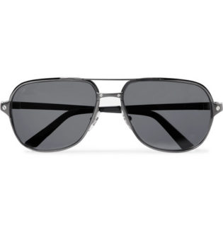 Santos De Cartier Aviator Style Leather Trimmed