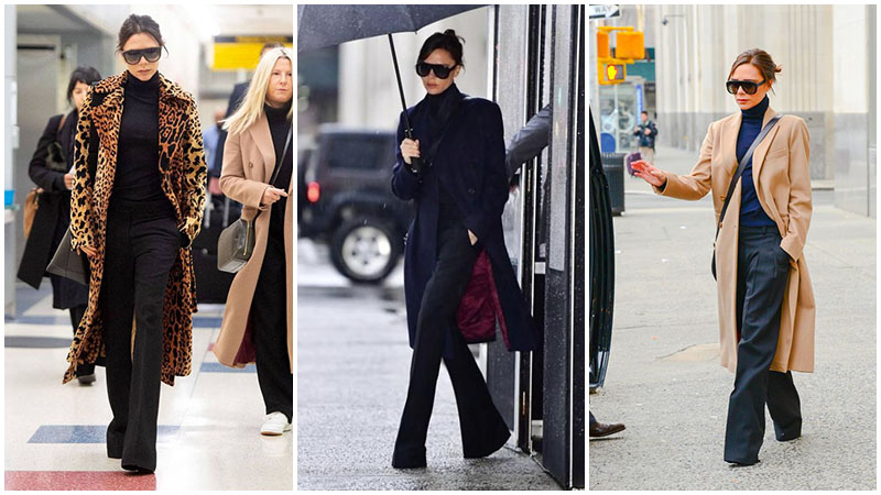 Victoria Beckham Long Coats With Turtlenecks