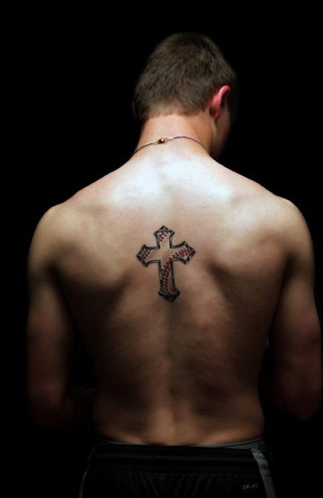 Black small cross tattoo on the back  Tattoogridnet