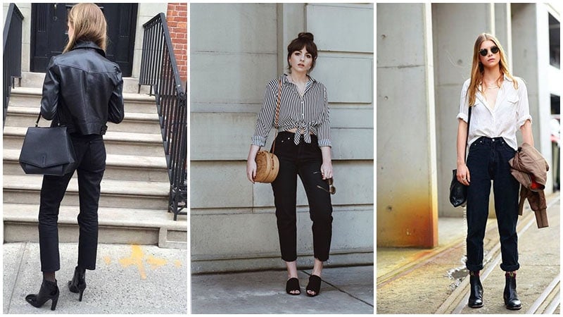 styling black mom jeans