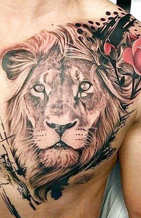 lion chest tattoo Best Tattoo Studio in India Black Poison Tattoo Studio