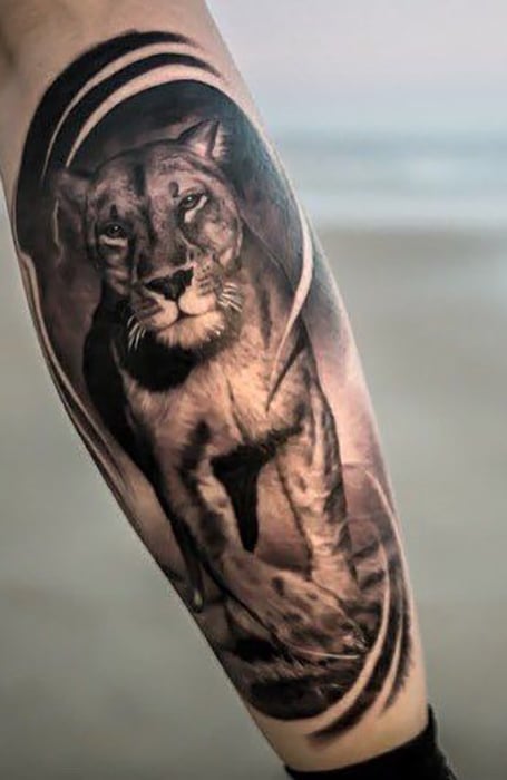 Lion Lioness in Flowers Temporary Tattoo Fake Sticker Women Arm Leg Thigh  Sleeve | eBay