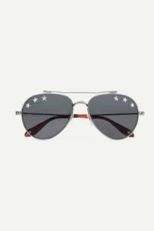 Givenchy Embellished Aviator Style Silver Tone Sunglasses