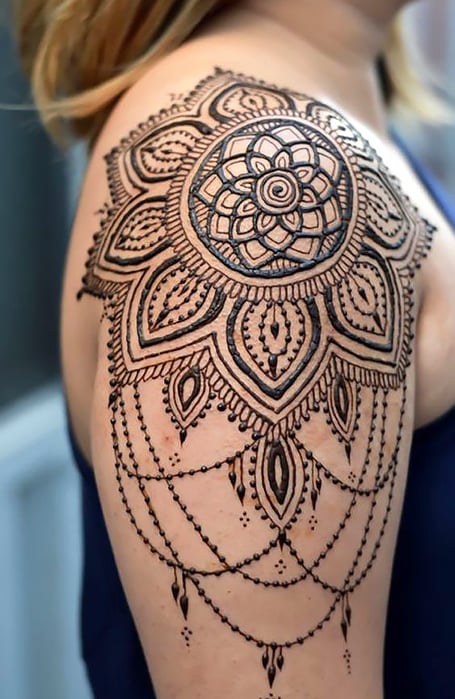 Woman with Henna Tattoo on Her Shoulder Stock Photo  Image of close  artist 94322334