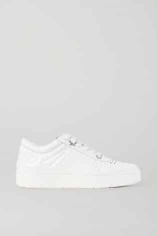 Jimmy Choo Hawaii Crystal Embellished Perforated Leather Sneakers